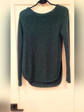Kismet Teal Green Textured Crewneck Sweater
